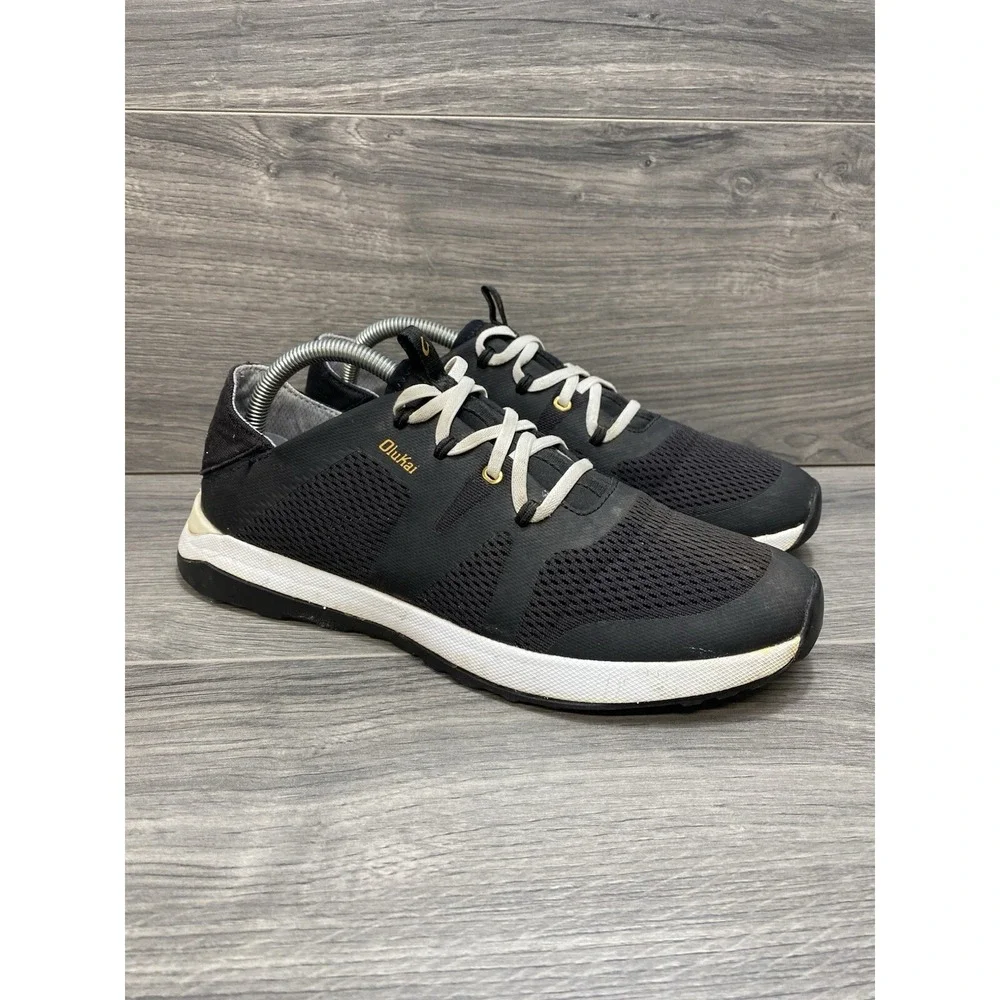 OLUKAI Shoes Womens US 10 Black Huia Mesh Lace-Up Athletic Sneakers